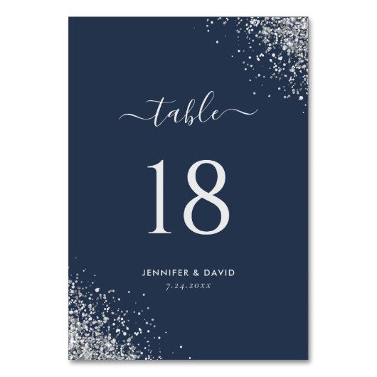 Numéro De Table Chic Navy Blue Silver Parties scintillant Mariage  (Par défaut)