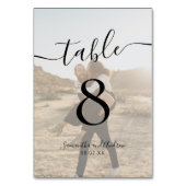 Numéro De Table Chic noir blanc nom de script photos mariage (Par défaut)
