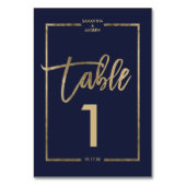 Numéro De Table Chic or cadre script marine bleu table numéro (Dos)