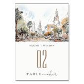 Numéro De Table Chic Orlando Floride Skyline Mariage d'aquarelle (Par défaut)
