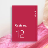 Numéro De Table Chic Retro Été brillant rose chaud Mariage Monogra