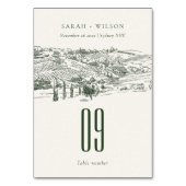 Numéro De Table Chic Rustic Green Winery Mariage de croquis (Dos)