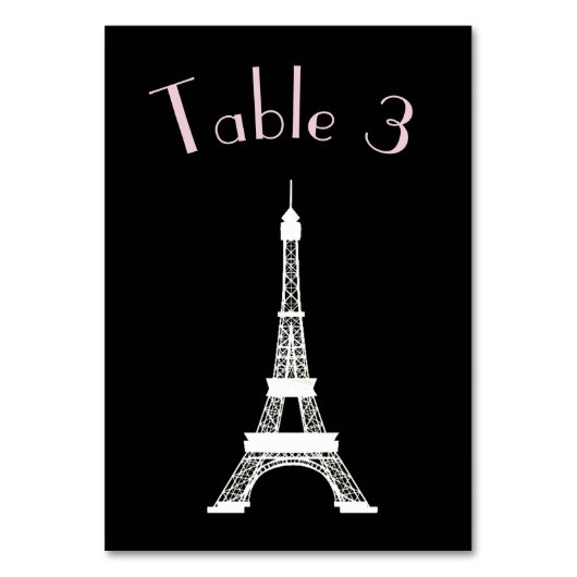 Numéro De Table Chic Tour Eiffel noir et blanc (Dos)