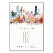 Numéro De Table Chicago Illinois Watercolor Landscape Wedding (Dos)