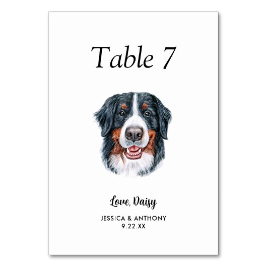 Numéro De Table Chien de mariage à l'aquarelle simple moderne (Par défaut)
