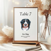 Numéro De Table Chien de mariage à l'aquarelle simple moderne