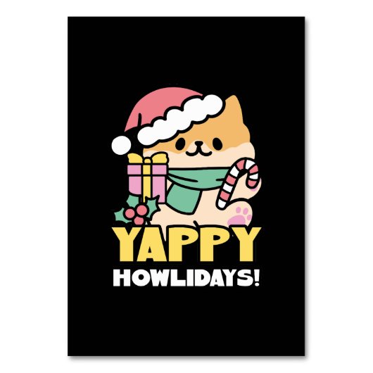 Numéro De Table Chien de Noël mignon - Yappy Howlidays (Par défaut)