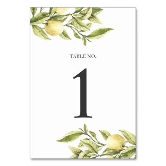Numéro De Table Chiffre de table personnalisé citrons boho (Dos)