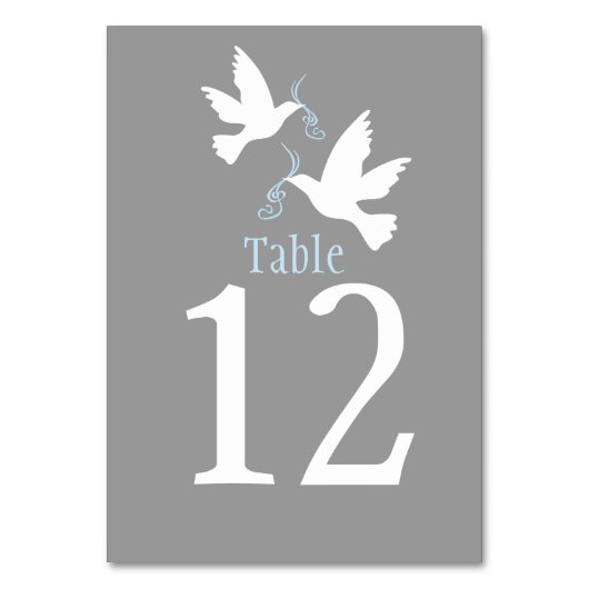 Numéro De Table Chiffre d'événement gris mariage de colombes blanc (Dos)
