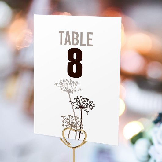 Numéro De Table Chiffres de la table de mariage de fleurs graphiqu