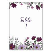 Numéro De Table Chiffres de table des Mariages floraux pourpres (Dos)