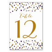 Numéro De Table Chiffres de tableau Confetti violet et or (Dos)