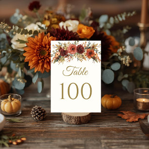 Numéro De Table Chiffres de tableau des Mariages floraux de automn