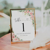 Numéro De Table Chiffres du Mariage des roses roses blanches