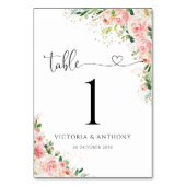 Numéro De Table Chiffres du Mariage des roses roses blanches (Dos)