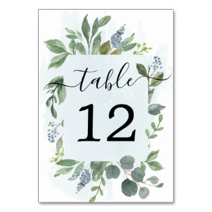 Numéro De Table Chiffres du Mariage Dusty Blue Eucalyptus