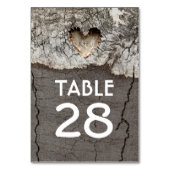Numéro De Table Chiffres du Mariage Rustic Wood Heart Tree (Dos)