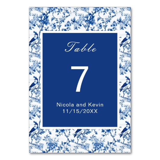 Numéro De Table Chinoiserie Blue Birds and Flowers Mariage (Par défaut)