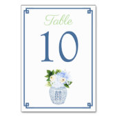 Numéro De Table Chinoiserie Chartreuse Green Navy Blue Mariage (Dos)