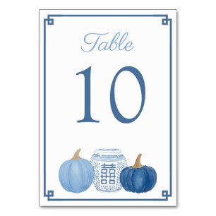 Numéro De Table Chinoiserie Citrouille Bleu Et Blanc Mariage de au