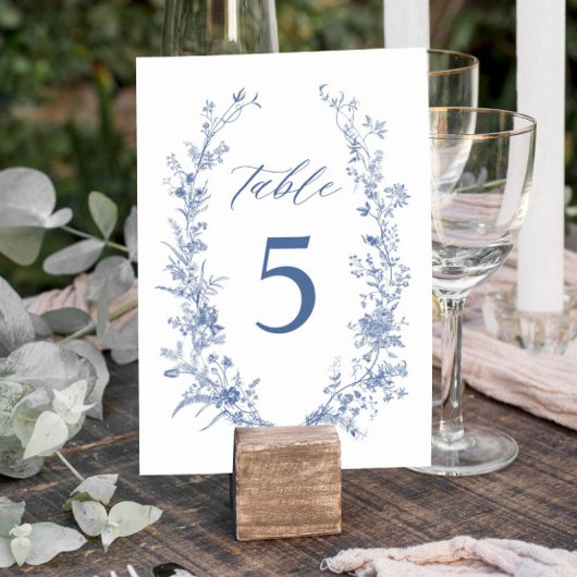 Numéro De Table Chinoiserie Classic Blue Floral Mariage