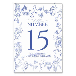 Numéro De Table Chinoiserie Français Bleu Victorien Floral