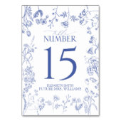 Numéro De Table Chinoiserie Français Bleu Victorien Floral (Dos)
