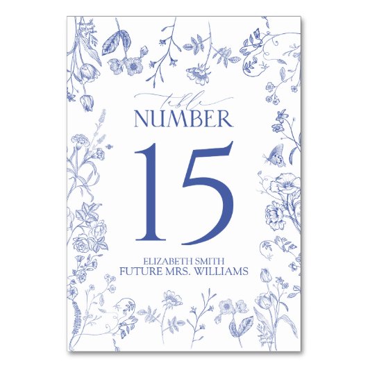 Numéro De Table Chinoiserie Français Bleu Victorien Floral (Par défaut)