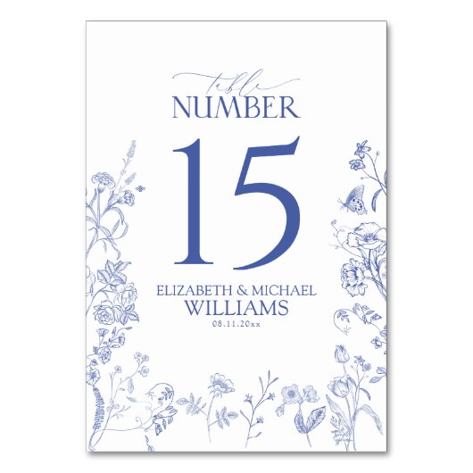 Numéro De Table Chinoiserie French Blue Victorian Floral Réception (Par défaut)