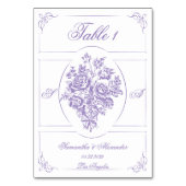 Numéro De Table Chinoiserie Purple Rose Bouquet Mariage victorien (Dos)