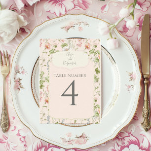 Numéro De Table Chinoiserie rose Floral Mariage