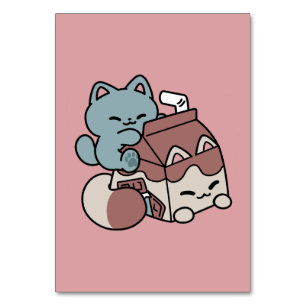 Numéro De Table Chocolat au Lait Mignon Chat – Boisson Confortable