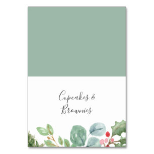 Numéro De Table Christmas Greenery & Red Berry Buffet Étiquettes d