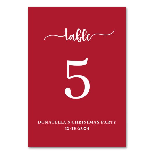 Numéro De Table Christmas Party Table number Card (Par défaut)