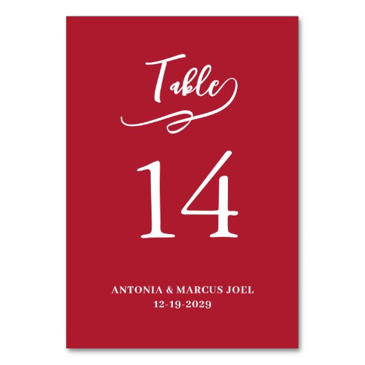 Numéro De Table Christmas Red Wedding Table number Card (Par défaut)