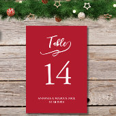 Numéro De Table Christmas Red Wedding Table number Card