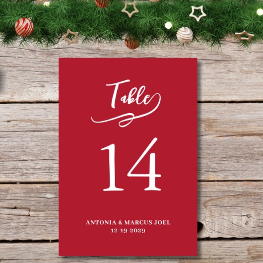 Numéro De Table Christmas Red Wedding Table number Card