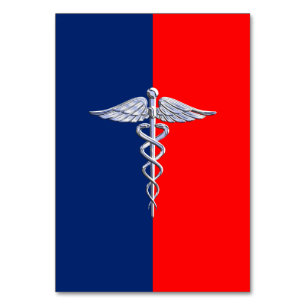 Numéro De Table Chrome Comme Caduceus Médicale Symbole Ligue