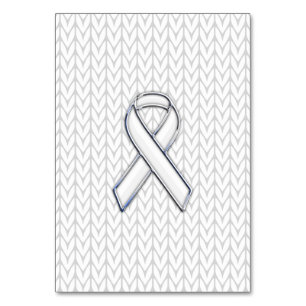 Numéro De Table Chrome sur Knit blanc sensibilisation au ruban Imp