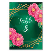 Numéro De Table Chrysanthèmes rose Mariage géométrique or (Dos)