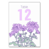 Numéro De Table Chrysanthemum violet fleurs mariages numéros de ta (Dos)