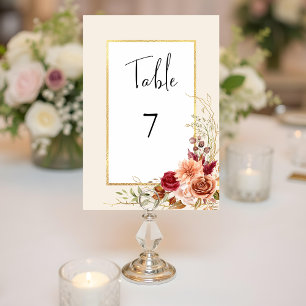 Numéro De Table Chute dorée Terracotta Floral