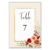 Numéro De Table Chute dorée Terracotta Floral (Dos)