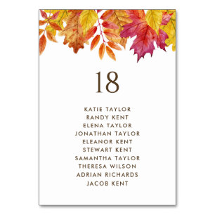 Numéro De Table Chute Feuille Automne Mariage Table Plan de siège
