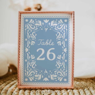 Numéro De Table Cielito Lindo Papel Picado Baby Shower Bleu 