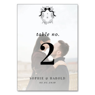 Numéro De Table Cimier Monogramme Faded Photo French Vintage Weddi