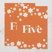 Numéro de table cinq pour une baby shower rétro or (Devant / Derrière)