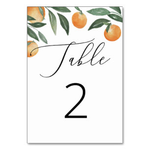 Numéro De Table Citron Mariage Italien   Orange Botanique Rustique