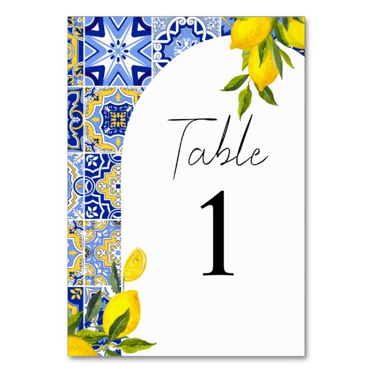 Numéro De Table Citron Méditerranée Boho Arch Mariage Numéro de ta (Dos)