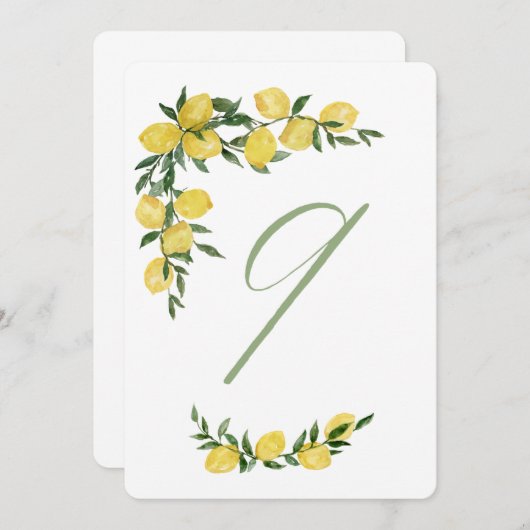 Numéro de table citron neuf (Devant / Derrière)